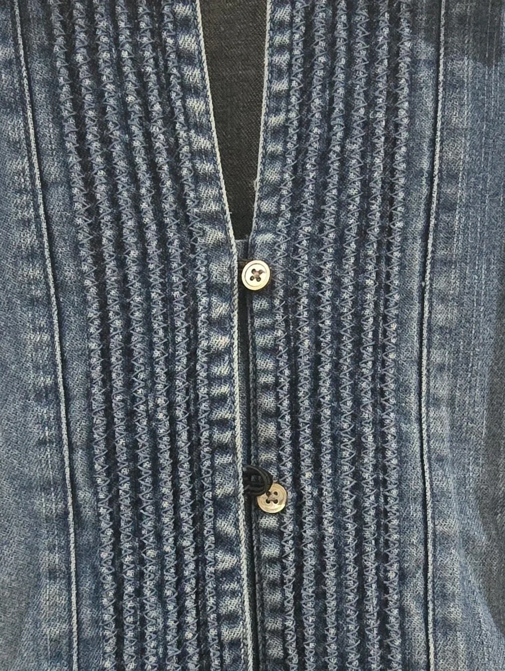 Chambray Harold's Womens Denim Button-Up Top Sz 6 Blue Solid Collared 3/4 Sleeve - Picture 3 of 6